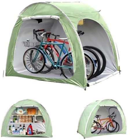 Bike Storage Outdoor 210 * 150 * 165cm Bike Cover for Outside Storage Waterproof Bike Shed for 3-4 Bikes Bicycle Cover Bike Tent Bike Store Shelter Storage Tent（green）