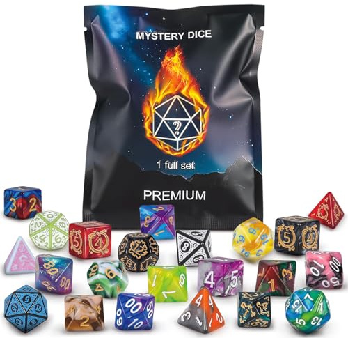 QMAY Polyhedral Dice - 8PCS Mystery Dice Set, Various Styles DND Dice, Random D&D Dice Patterns & Dice Bag, DND Gifts, Suitable for Dungeons and Dragons, RPG, MTG,Role Playing Table Game