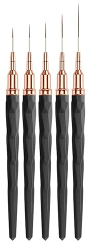 Cepillos de diseño de uñas, cepillos de revestimiento de uñas | 5 piezas Cepillo de revestimiento de punta fina para uñas,Herramientas de diseño de uñas Pintura de gel UV, tamaños 7/19/11/15/25 mm, su