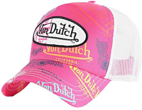Von Dutch | Cappello Trucker Rosa E Bianco LE FUS | Unisex con Visiera Curva e Chiusura Snapback | Cappellini Originali Hat | Uomo o Donna | Cappellini a Maglia