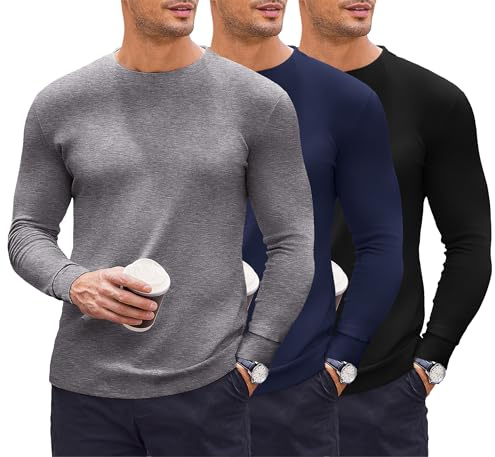 Ekouaer Camiseta Termica Hombre Ligero Camisa Manga Larga,S-3XL | Microfleece - Camiseta térmica suave, ropa interior cálida de invierno, elástica, cómoda, hipoalergénica