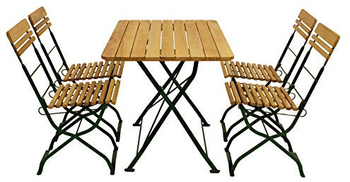 DEGAMO 5-teiliges Biergartenset MÜNCHEN, Gestell grün + Robinie