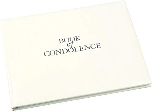 Esposti Libro de Condolencias – Formato Abierto Registro Invitados Funeral – Bolsillo Grande en parte trasera para tarjetas – Presentación en caja – Blanco (Tamaño 26cm x 19.5cm x 1.5cm)