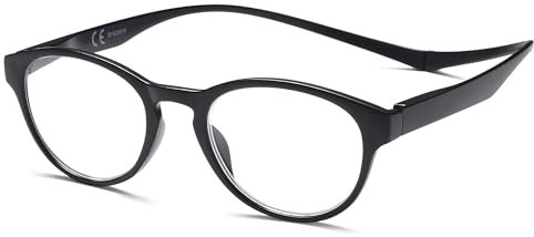 NEW VISION Occhiali da Lettura Donna, Occhiali da Lettura con Calamita, Occhiali Calamitati da Collo, Certificazione CE, UV400 Occhiali Lettura per Uomo Donna, NV3312 (Nero, 2, x)