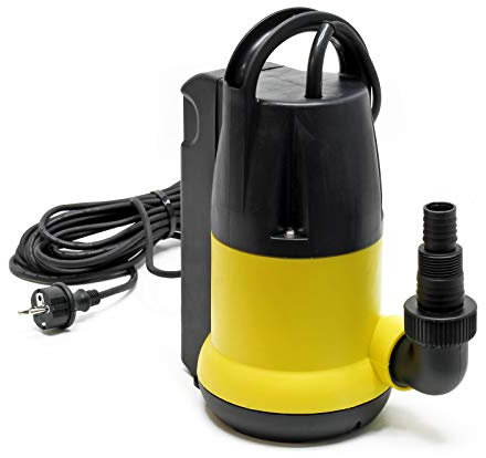 Wiltec Pompe électrique pour eaux sales – Submersible – 400 W / 7000 l/h – Refoulement max. 7,5 m – avec Flotteur – Particules jusqu’à Ø 5 mm – Arrosage Irrigation Jardinage Relevage Puisard Drainage