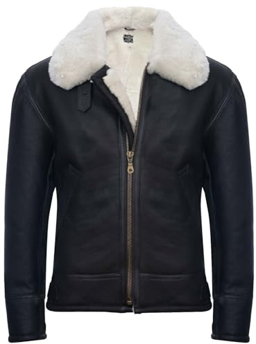 Infinity Leather Aviator Marrone Crema B3 Shearling Montone Bomber in Pelle Giacca Volante Pilota Uomo M