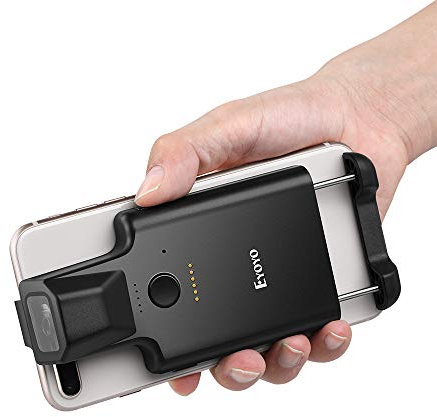 Eyoyo 2D Bluetooth Barcode Scanner, Kabelloser 1D QR Barcode Leser mit Rückenclip für Mobilgeräte, Android, iOS, Bibliothek, Lager und Supermarkt (EY-017)