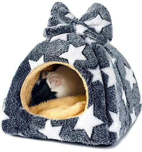 Tierecare Guinea Pig Hideout Hamster Bed Chinchilla House Cute Habitat Warm&Cozy Cage Accessories for Ferret Hedgehog Small Pet Washable