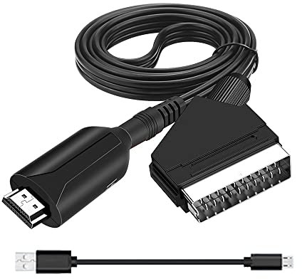 iHaospace Scart auf HDMI Adapter, All-in-One Scart zu HDMI Konverter Video Audio Kabel HD 1080P/720P für HDTV STB VHS Xbox PS3 Sky DVD Blu-ray