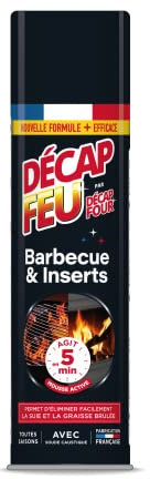 DECAPFOUR Feu Barbecue & Inserts | Mousse Active | Élimine Suie & Graisse Brûlée | Agit en 5 min | Fabriqué en France | Aérosol 500ml