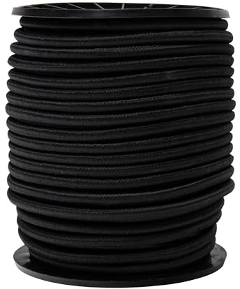 WERKA PRO Tendeur élastique Noir Longueurs Multiples 8mm x 50 mètres sur Bobine