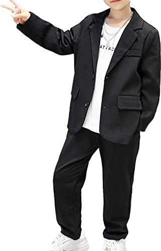 Completo da Ragazzo Set di Vestiti 2 Pezzi Blazer e Pantaloni per Bambini Ragazzi Eleganti Completi,Abito da Cerimonia Set di Battesimo de Bambino,Set di Abbigliamento per Il Tempo Libero 15-16 anni