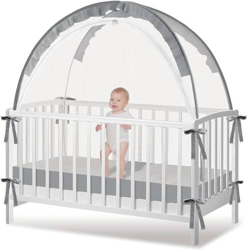 Foldable Mosquito Net for Baby Bed, Slats, Child, Nursery, Nursery Tent, with Carrying Bag, Grey, 70cm x 140cm