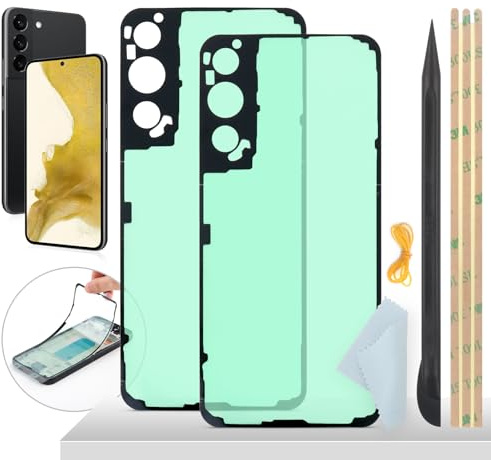 YHX-OU 6,1 tum 2 stycken batteriluckor vattentät folie självhäftande film för Samsung Galaxy S22 5G batterilucka tätning lim självhäftande kofot + gummiband + displayrengöringsduk