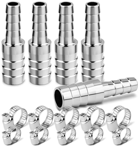 ERGAOBOY 5 st 304 rostfritt stål 13 mm till 10 mm reducerande slang Barb Adapter, Barb Splicer Uni Mander kylmedel Intercooler kontakt för vatten flytande luft