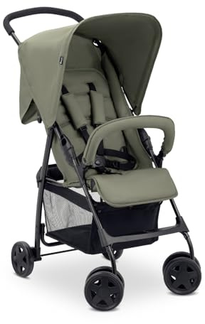 hauck Sport, Olive - Super Lightweight Travel Pushchair with Raincover (only 5.9 kg) Compact & Foldable, Fully Reclining, XL Storage Basket, from Birth up to 15 kg