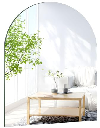 TSKDKIT Wall Mirror 50 x 40 cm Stick On Mirror for Walls, Self Adhesive Frameless HD Glass Mirrors for Bathroom, Wardrobe Doors, Hallway, Bedroom (Arch)