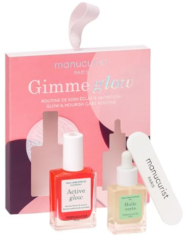 Set de regalo Manucurist Active Glow Frambuesa & Aceite Verde – Incluye: 1 Esmalte de Uñas para el Cuidado y el Maquillaje, 1 Aceite para Cutículas, 1 Mini Lima de Uñas - Regalos Originales para Mujer
