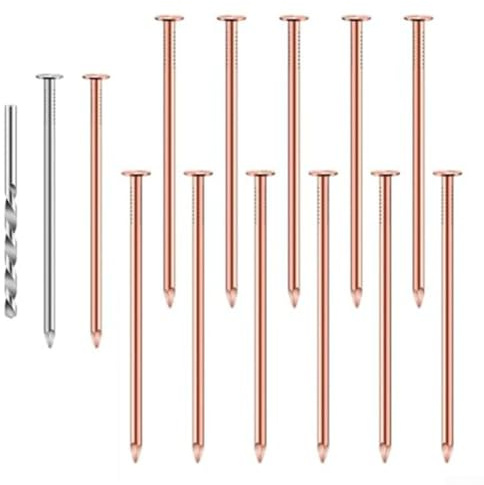 3.5-Inch Pure Copper Nails for Effective Tree Stump Removal, Long Lasting Stump Killer Spikes with Cobalt Drill Bit, Easy Application and Deep Penetration to Stop