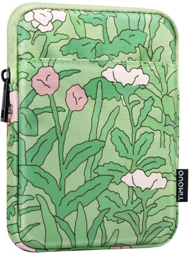 TiMOVO 6-7 Inch Sleeve Case for eReader Book Paperwhite/Colorsoft Signature Edition, Protective Sleeve Cover Pouch Bag Carrying Case for E-Reader/Oasis & Kobo Devices, Green Flower