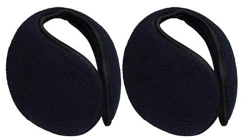 TOP HEADWEAR Winter Fleece Ear Muffs Cozy Ear Warmer Cover, Earmuff Navy 2 Pack