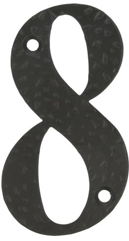 Amig - Número para Casas o Portales - Nº 8-100 x 65 mm - Para Paredes o Muros Exteriores de Viviendas - De Acero Acabado en Negro Epoxi - Estilo Forja - Incluye Tacos y Tirafondos