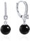 JO WISDOM Perlen Ohrringe Perlenohrringe Sterling Silber 925 Hängend Ohrringe mit 8MM Schwarz Perlen mit 3A Zirkonia,Schmuck für Frauen