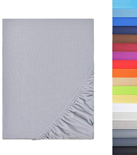 NatureMark - Mikrofaser SPANNBETTLAKEN zum Sparpreis! viele Größen und Farben Markenware (90x200-100x200 cm, Silber grau)