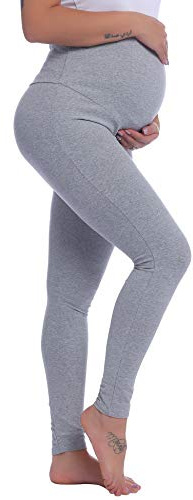 Joyaria Cotton Maternity Leggings Over The Belly Workout Active Yoga Pants for Women Pregnancy (Light Gray, X-Large)