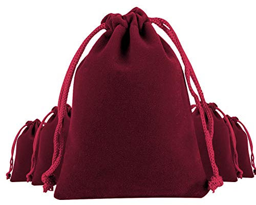 Tomedeks 5PCS borsa in velluto con coulisse, Sacchetto Velluto Sacchetti In Stoffa Sacchetti Stoffa Bustine Regalo Sacchetti Tessuto Sacchetti Velluto 10 x 8 cm (Red wine)