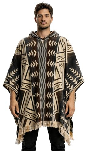 Gamboa Premium Alpaca Poncho Mexicano Hombre Manta Polar Abrigo Otoño Invierno Hecho en Ecuador
