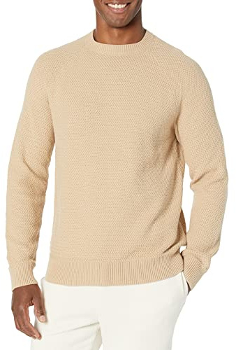 Amazon Essentials herr Överdimensionerad passform texturerad bomull rund hals tröja