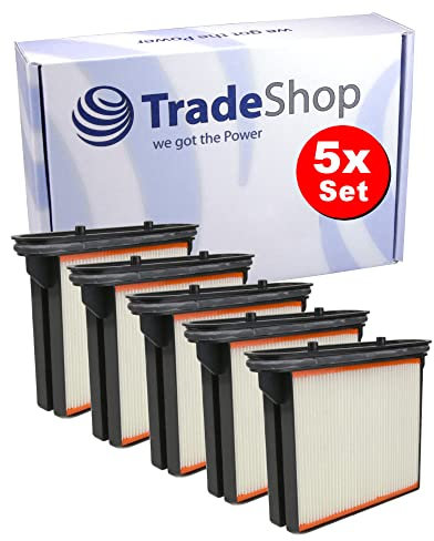 5x Trade-Shop Polyester-Faltenfilter Nassfilter Kassette Kartusche kompatibel mit Starmix ISC L-1650 TOP, ISC Batrix L 36-18V, M 36-18V Staubsauger