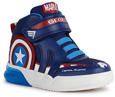 Geox J GRAYJAY Boy Sneaker, Navy/RED, 28 EU
