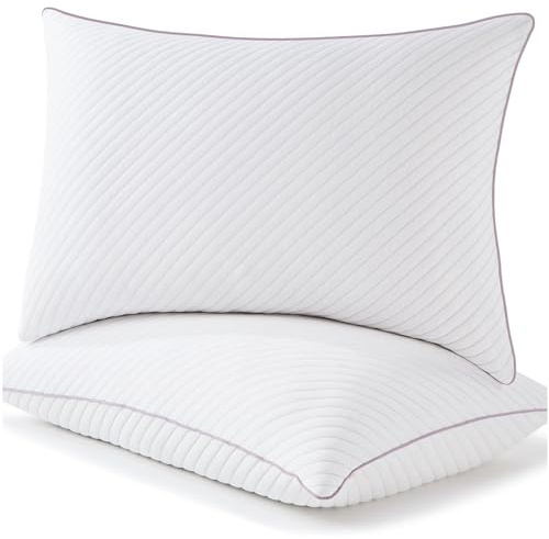 Olaftin Cuscini Queen Size Set di 2 cuscini rinfrescanti in memory foam triturati per dormire per dormire sul lato posteriore dello stomaco