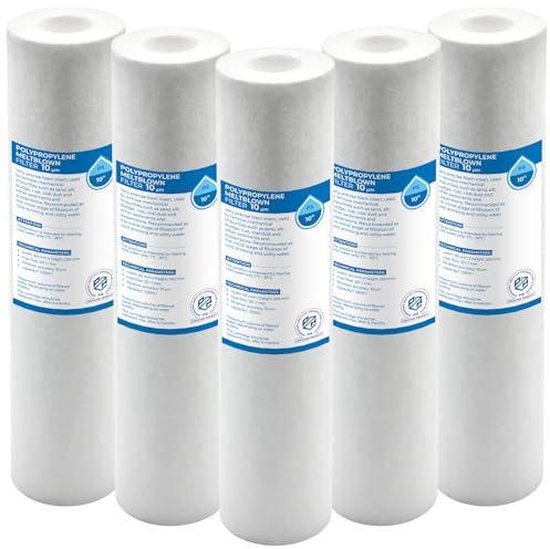 Filtro a sedimenti in polipropilene, 10 pollici - 5 pezzi, 20 micron: Pulizia efficace dell'acqua, elimina le particelle di sporco, durata massima di 6 mesi.