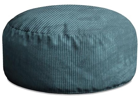 DreamRoots Pouf Hocker Roller 70x70x40cm - Cord Sitzkissen Rund - Wohnzimmer Fußhocker Für Sessel - Sofa Sitz Poof - Fußablage - Sessel Hocker
