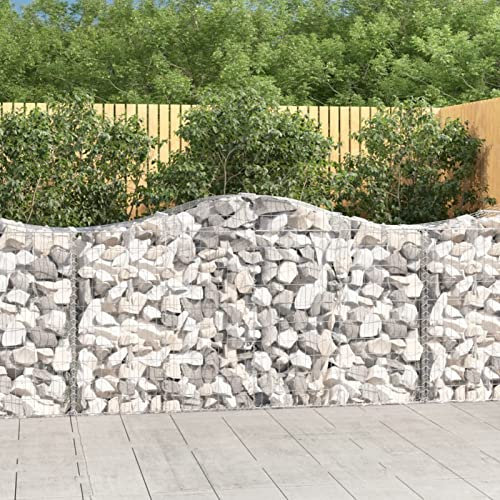 Camerina Gabionen mit Hochbogen 2 STK. 200x50x100/120cm Verzinktes Eisen Gabione Gravel Grid Hochteich