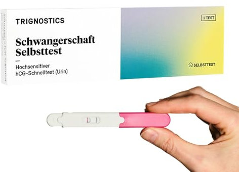 TRIGNOSTICS Schwangerschaftstest hochsensitiv – Selbsttest für zuhause 3 Minuten | 1 Stück hCG Urintest bei möglicher Schwangerschaft | einfache Anwendung - schnelles Ergebnis | Schwangerschaftstest