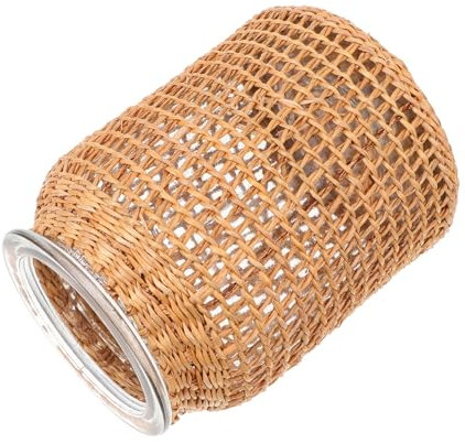 1 vaso di per piante da casa, vaso da fiori in con copertura in rattan, da pavimento alto, per piante da campagna, decorazione da tavolo in vimini essiccato, paglia