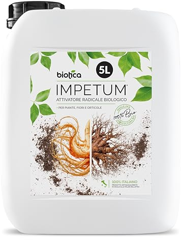 Biotica Attivatore Radicale Liquido - Radicante per Piante, Stimola la Crescita delle Radici e l’Attecchimento, a base di Humus di Lombrico - Ideale contro lo Stress da Trapianto - Impetum 5 Litri