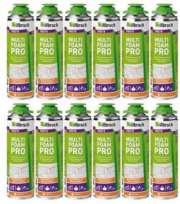 FM210 Lot de 12 mousses de construction pour fenêtres et façades - Pour montage et montage - Haute isolation phonique - Isolation thermique - 750 ml - Sans nettoyant/sans pistolet à mousse