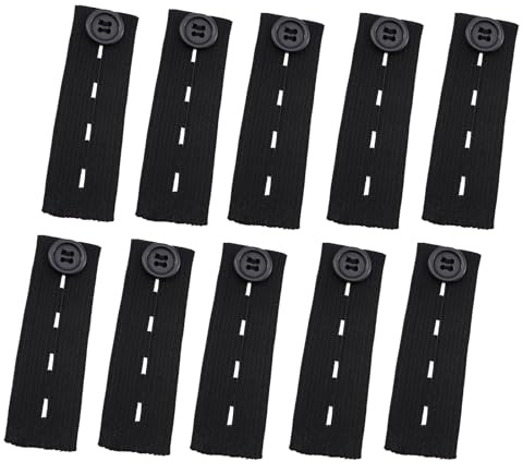 KKUANG 10 cinturones de 8,2 x 2,5 cm, hebilla de extensión de poliéster, color negro, hebilla de ajuste elástico, extensor de cinturón para pantalones y vestidos, Negro -, 8.2x2.5cm