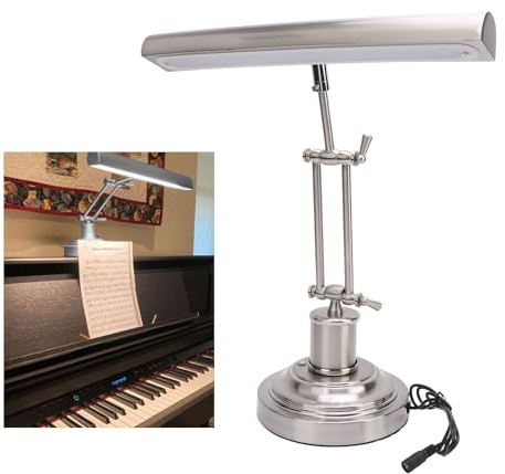 Jectse Piano Light for Grand/Upright & Digital Pianos, 12W LED Music Stand Light with 3 Color Modes, 3000K-6000K Touch Dimming, Adjustable Antique Leaning Piano Banker Desk Lamp 85 CRI