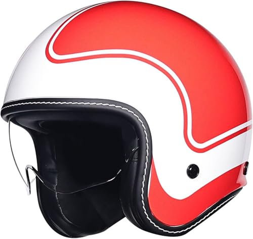 GKCEGHKS Motocicleta Casco Casco Media Cara Casco Jet de Media Concha Vintage Cascos Bicicleta Confortable Medio Casco Retro Motocicleta ECE Homologado para Hombres y Mujeres Adultos