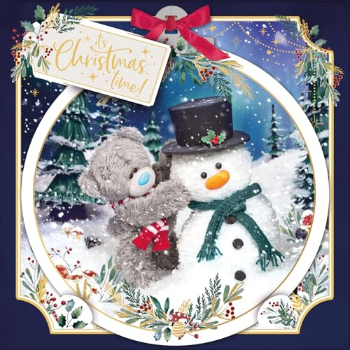 Me to You Tatty Teddy Carte de Noël 3D avec plaque en forme de boule souvenir Motif bonhomme de neige 15,2 x 15,2 cm Collection officielle