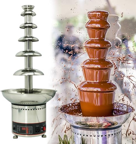Chokladfontänmaskin, elektrisk maskin Chokladfontän i rostfritt stål Chokladfonduefontän för fester Chokladost BBQ-sås Likörer,6tiers