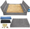KOTARBAU® Sandkasten mit Abdeckung 140 x 140 cm Grau Großer Holzsandkasten Sandkasten mit Sitzbank und Deckel Gartenspielzeug Kinder imprägniert verschließbar mit Bänken