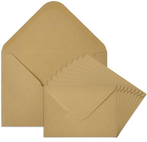 WEFHEF 60 Stück Umschläge Kraftpapier Briefumschläge B6 Kuvert Briefkuvert für Grußkarten Einladung 12.5 x 17.5cm Briefhülle für Geburtstagskarten Nassklebung Spitzklappe beschriften oder bedrucken
