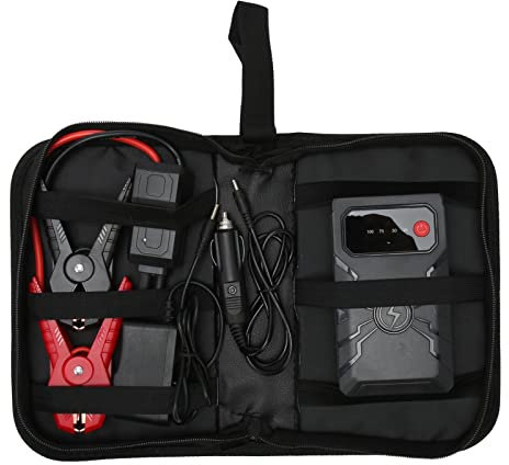 Generic Démarreur de Saut de Voiture Portable, Démarreur de Saut de Voiture 12V SOS Multifunc SOS sur la Protection Actuelle 1000A Current de Pointe IP65 Imperméable pour 3,0 L (Prise UE)